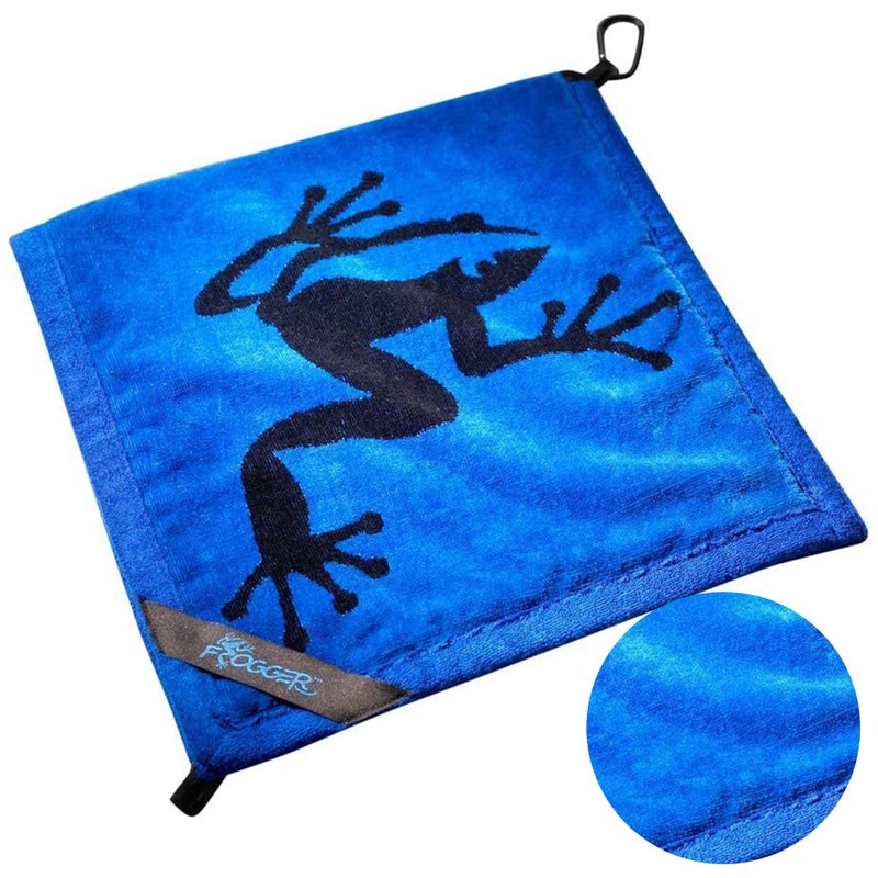 Frogger Amphibian 2-in-1 Golf Towel with Wet and Dry Technology, Blue/Black, Premium Golf Bag Accessory with Carabiner Clip, Ultra Absorbent, for Golf Dads - Image 1